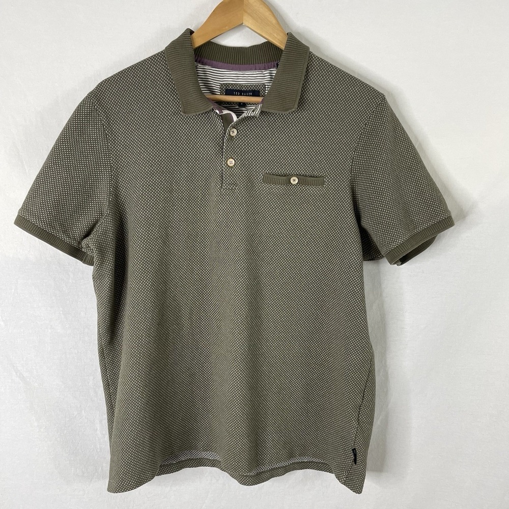 Ted Baker Shirt Mens 4 Large Short Sleeve Polo Green